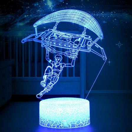 3D Lampe Poke Crystal RGB Fargeskiftende Stemningslampe 7 Farger Lysbase