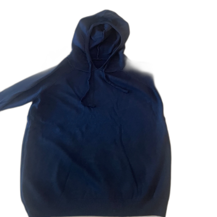 Mörkblå hoodie med huva (cashmere) och snörning