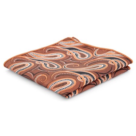 Autumn Bronze Toned Paisley Pocket Square for Men - Patterned Pocket Squares