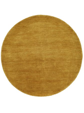 Handloom Ø 250 Grand Jaune Moutarde Uni Rond Tapis De Laine