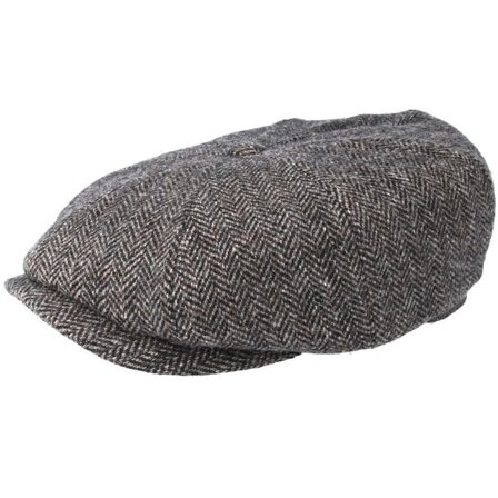 Stetson - Grå flatcap Keps - Hatteras Woolrich Herringbone Black/Grey Flat Cap @ Hatstore