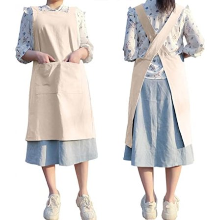 Keittiön ruoanlaitto- ja leivonta-esiliina Puuvilla Vino Selkäesiliina Yksivärinen Keittiö Puutarha Ravintola Neliöesiliina - Beige