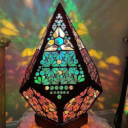 GHYT Polar Star Stor Golvlampa med USB-laddning, Bohemian Hollow Geometric Retro Golv Dekorativ Lampa LED Färgglada Diamantlampor Färgglada 3D Proj