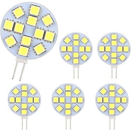 G4 LED-lamppu 2W, AC/DC12-24V, 200LM viileä valkoinen 6000K, 12x 5050SMD, 20W halogeeniekvivalentti, ei himmennettävä, G4 pyöreät LED-lamput, 6 kpl
