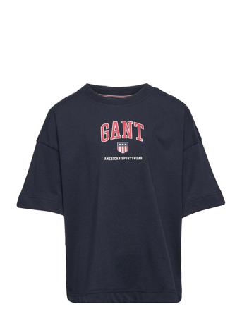 D2. Gant Retro Shield Ss T-Shirt T-shirts Short-sleeved Navy GANT