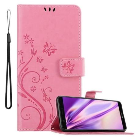 Cadorabo Fodral för Huawei P SMART 2018 / Enjoy 7S i PINK FLORAL Skyddsfodral Floral