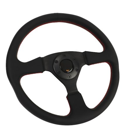 14 tums TUMs Racing Ratt Läder 6 Håls Svart Aluminiumlegering Sportratt