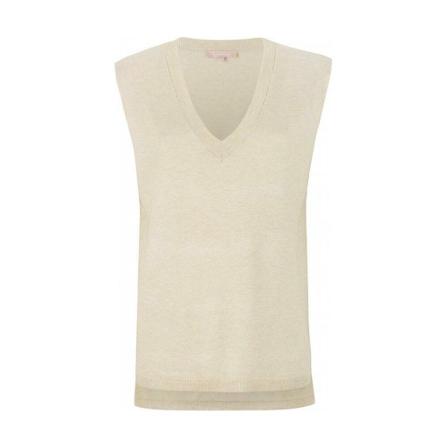 Soft Rebels, SRMarla V-neck Loose Fit Knit Vest Beige, Dames, Maat:XS