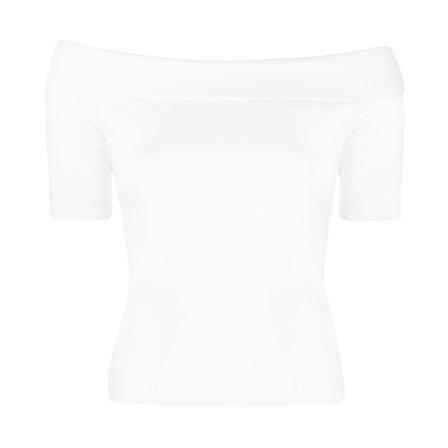 Alexander McQueen, Off-shoulder T-shirt Biały, Kobieta, Rozmiar: M