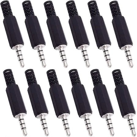 12 x Lodde 3,5 mm Jack-kontakt, 1/8" TRRS 4-polet, Lodde Lydkontakt, A/V Lodde 3,5 mm, Stereo Lodde-kontakt, Mikrofon ØretelefonkontaktC