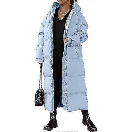 Lang vattert damejakke, hette langermet pufferjakke s202412121443