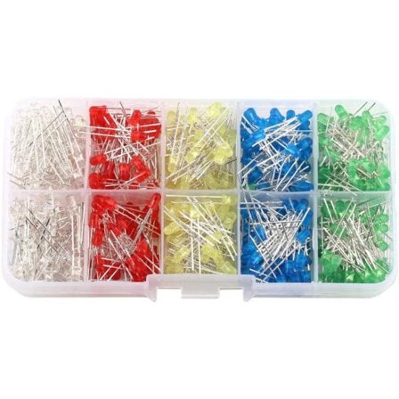 3mm fargede dioder 500 stk 3MM 5MM LED lyssett