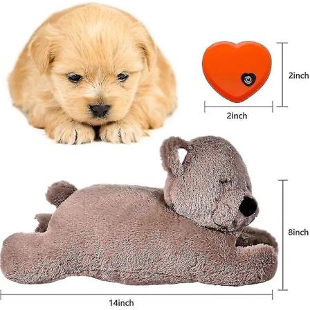 Hjertebankende Hundesleketøy for Angstlindring, Myk Plysj Hundesleketøy for Rolig Valpetrening Hjelpemiddel Leke Kjæledyrkammerat Pute for Valp Hund 