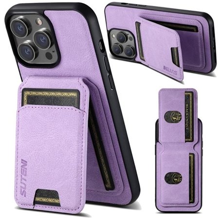 SUTENI iPhone 15 Pro Wallet Case MagSafe Compatible - Purple