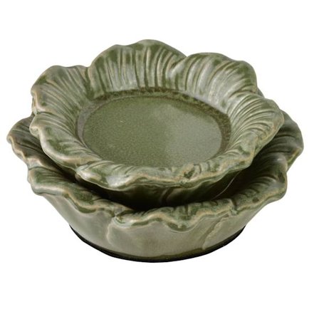 YARINE Eleganta Blomformad Ljusstake i Keramik, Grön 15x15x7cm