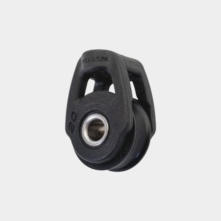 Moitão simples Seldén S20, fixo, com rolamento de esferas, fixação com cabo, para cabos Ø2 - 6 mm