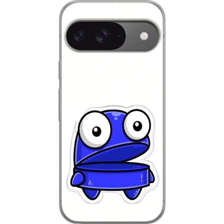 Kompatibel Mobilcover til Google Google Pixel 9 Blå tegneseriefigur med åbent udtryk og store øjne i sjov illustration