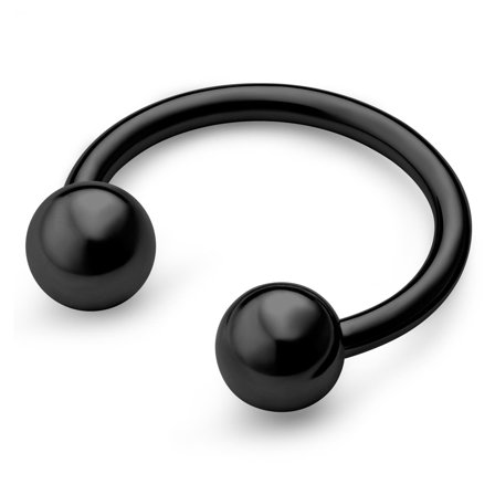 12 mm Sort Titanium Hestesko Barbell til mænd - Ørepiercinger - Piercingsmykker