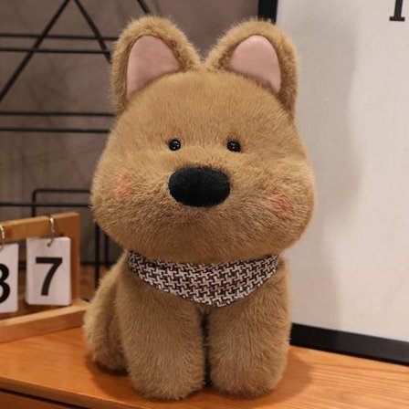 Söt Plyschdjur Hund Fylld Leksak 13.7in Mjuk Brun West Highland Terrier Fylld Plushies Kudde Barn Sömn