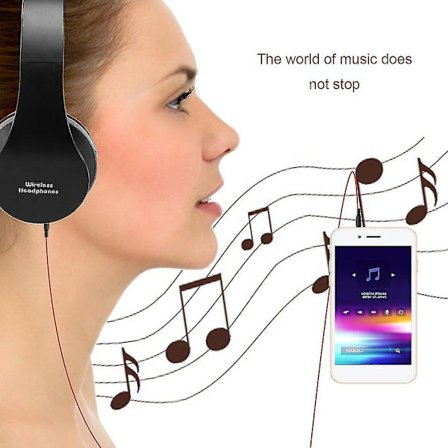 Hopfällbart trådlöst stereo Bluetooth-headset med mikrofon för iPhone, mobiltelefon, PC, bärbar dator