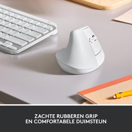 Logitech Lift Vertical Ergonomic Mouse - vertikal mus - Bluetooth, 2.4 GHz - elfenbenshvit