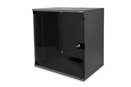 Digitus 12U wall mounting cabinet SoHo unmounted 595x540x400 mm glass front door black (RAL 9005) IN