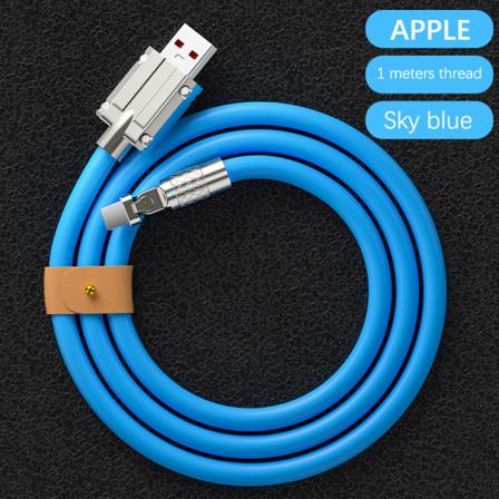 120W 6A 180 graders rotasjon superrask lading datakabel type-C blå Blue Lightning[1m]