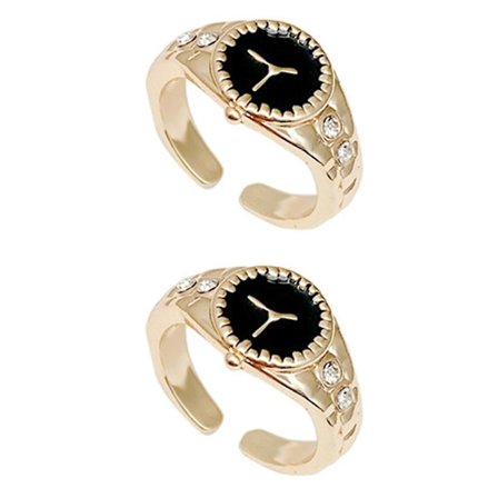 2 stk. Chic Nyttige Justerbare Smykker Ur Ring Formet Ur Finger Ur Til Dekoration Gave