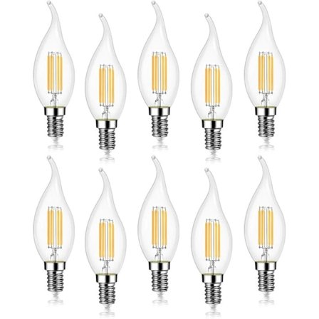 10 stycken 4W LED-lampa E14 470LM flamlampa kallvit 6000K, ej dimbar, 360° spridningsvinkel