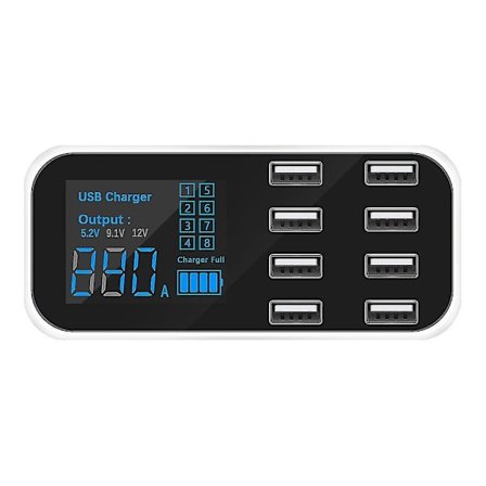 A9s Hurtig Biloplader 8 Port Multi Usb Lcd Display Telefonoplader 12v Batterioplader Usb Hub Til Pho