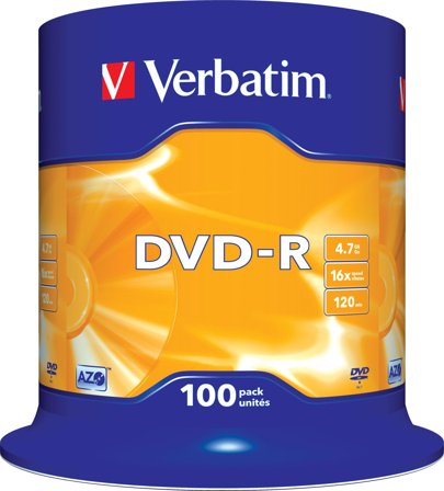 Verbatim 100 x DVD-R - 4.7 GB 16x - matt sølv - spindel