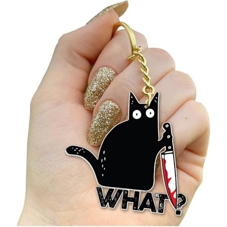 Morsomme og søte nøkkelringer i metall med svart katt for menn og kvinner, morsom veskepynt for kvinner