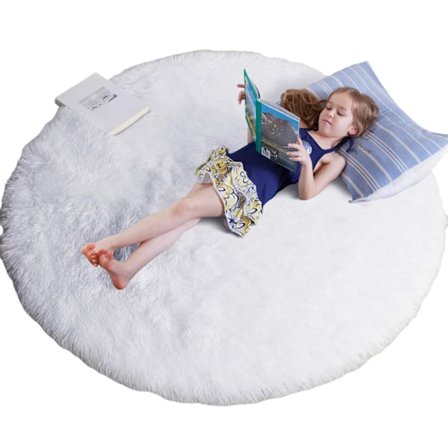 Rund Blush-matte for soverom, myk sirkelmatte 1,2 x 1,2 m for barnerom, lodden teppe for tenåringsjenterom, shaggy sirkelmatte for barnehage, myk 