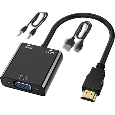 1080P HDMI till VGA-adapter, omvandlare (hane till hona) med ljud