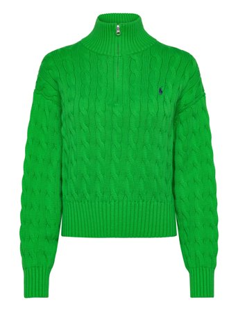 Polo Ralph Lauren Cable-Knit Cotton Quarter-Zip Sweater - Green - XL