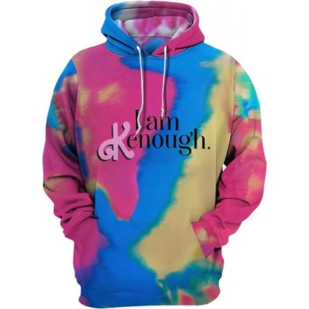 I am Kenough Hettegenser for Voksen Tie Dye Streetwear Hoodie I am enough L