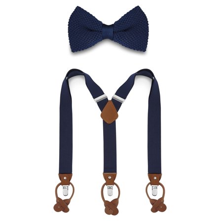 Blue Pre-Tied Bow Tie and Braces Set for Men - Bow Tie Sets