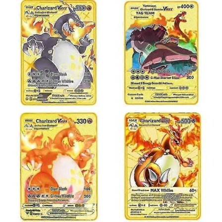 Charizard Vmax Metallikortti - 4 kpl Erittäin Harvinainen Metallikortti V Kortti/vmax/ex/dx Keräilykortti - Lahja Keräilijöille