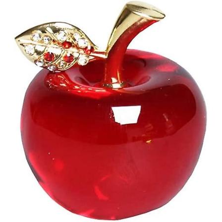 Julekrystall Rød Eple Papirvekt Glasshåndverk Hjemmedekorasjon Bilpynt Figur Miniatyr Souvenir Gaver (krystallblad)