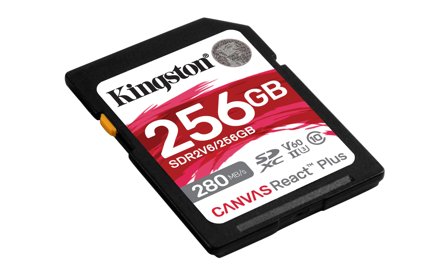 Kingston Canvas React Plus V60 256GB SD-kort, UHS-II, 280MB/s lesehastighet, 150MB/s skrivehastighet