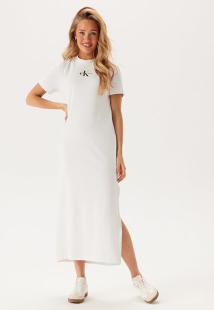 Calvin Klein Jeans-Monologo Long Rib Tee Dress-M
