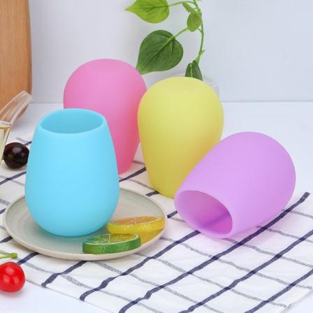 4-pack silikon, frysbart vinglas, återanvändbart och spricksäkert W white+yellow+purple+green