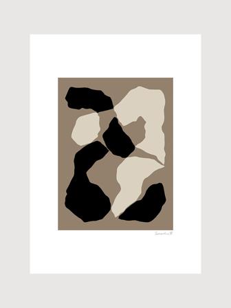 Poster med abstrakta former på brun bakgrund | Kunstary.com, 70x100 cm