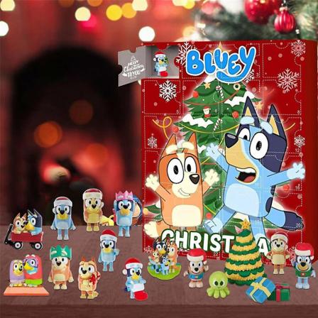 2023 Julkalender, 24 st Puppy Bluey Figurer Dockor Jul 24 Dagar Nedräkning Kalendrar, Jul Semester Strumpa Stuffer Present A