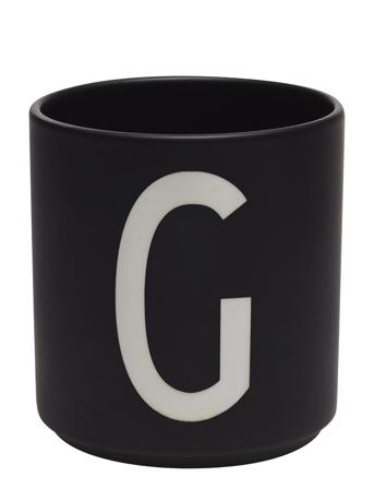 Black Porcelain Cups A-Z Black Design Letters