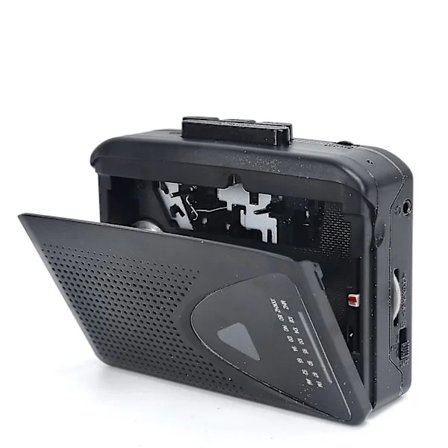 Kassettebåndoptager Walkman Bærbar Højttaler Flere Strømkilder AM/FM Radio Sort