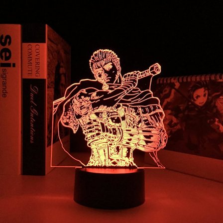 HSYPS-Berserk Guts 3D Lys for Soveromsinnredning Nattelykt Romdekorasjon Gave Nattbord Manga Berserk LED Nattelykt Guts Anime Gave