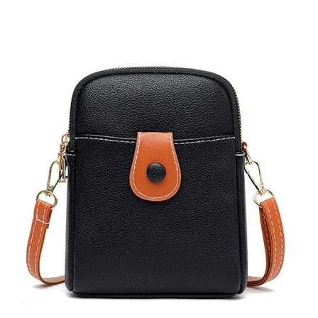 PU Mini Crossbody Bag Dubbellagers Mobiltelefonväska