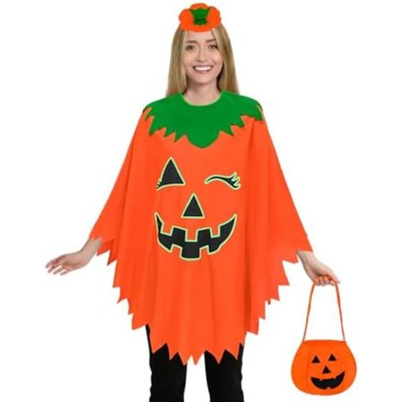 Selvlysende Halloween Poncho med Slikpose & Hårbøjle til Voksne [JSR]