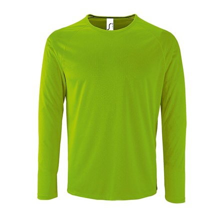 SOLS Herr Sporty Långärmad Performance T-Shirt M Neon Grön